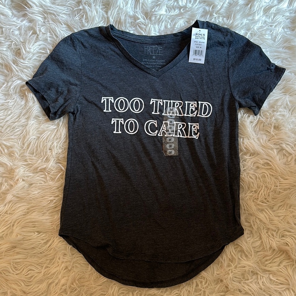 Freeze Dark Gray Graphic Tee - Too Tired To Care